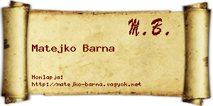 Matejko Barna névjegykártya