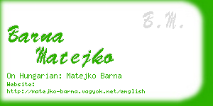 barna matejko business card